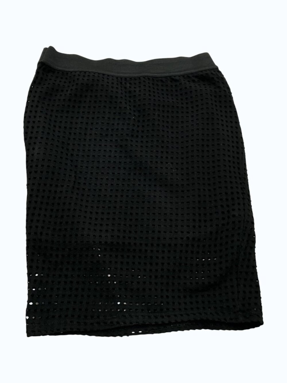 ZARA TRF BLACK PENCIL LINED SKIRT GEOMETRIC MESH LIKE OVERLAY SMALL NWOT